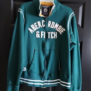 Vintage Abercrombie & Fitch Green Track Jacket Y2K Spellout Full Zip Size XL